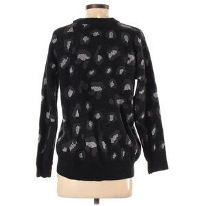 KENDALL & KYLIE Black Silver Cheetah Print Knit Sweater